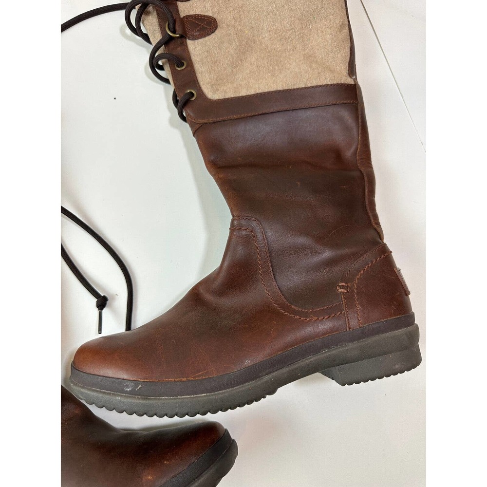 UGG Australia Elsa Brown Chestnut Leather Tall Boots Women's Size 6.5 - Picture 4 of 7